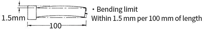 ・曲がり限度 長さ100mmにつき1.5mm以内 ・摩耗限度 ピン径の5%まで（ノギスで計測）